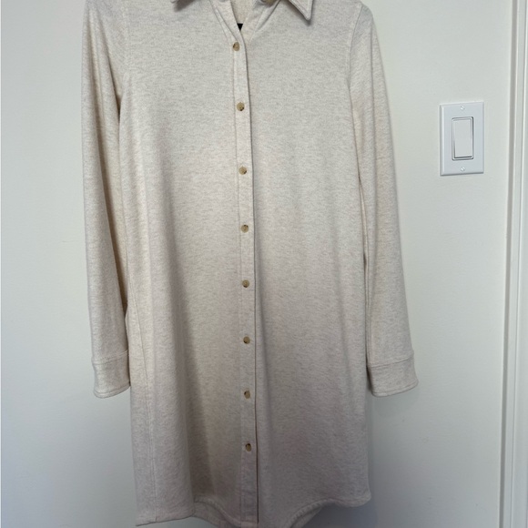 NWOT Faherty Legend Cream Shirt Dress - Picture 7 of 7